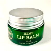 green hemp lip balm 20ml on white background
