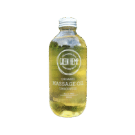 Green Hemp massage oil 200ml on white background