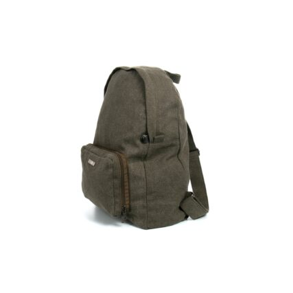 Sativa hemp fold-up backpack bag on white background - Khaki Front Side