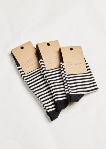 Hemp Clothing Australia - Daily Socks - Black Stripe - Image 2