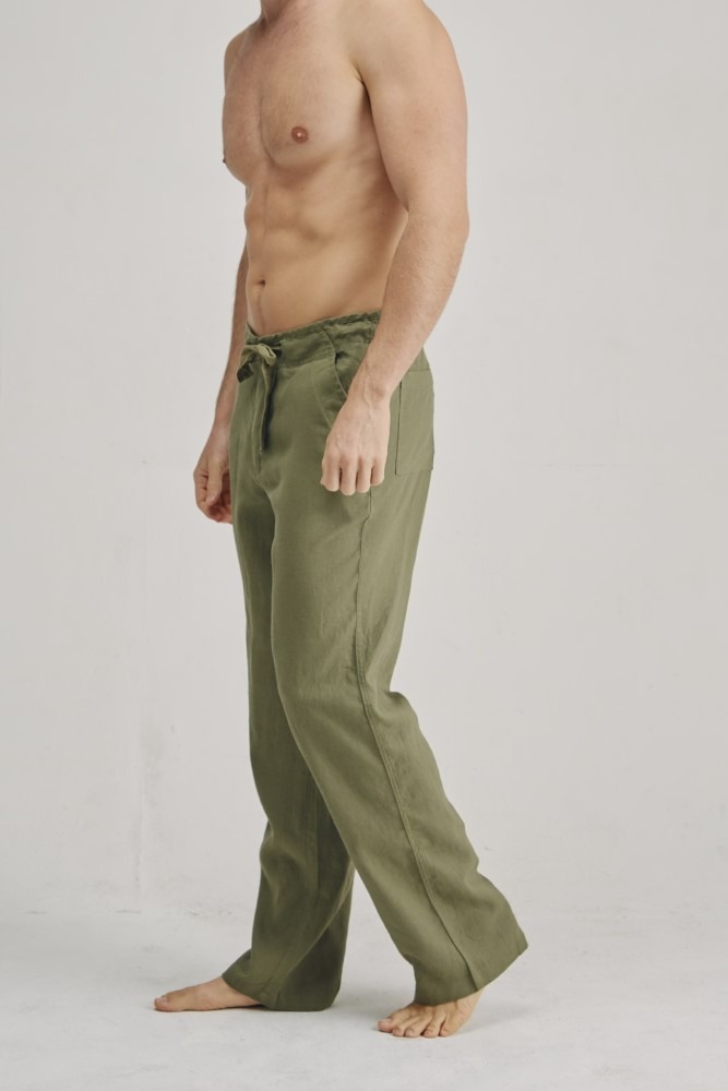 Drawstring Pants for Men 100% Linen. Natural Color.