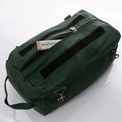 sativa adventurer backpack he-012 green on white background with back straps showing