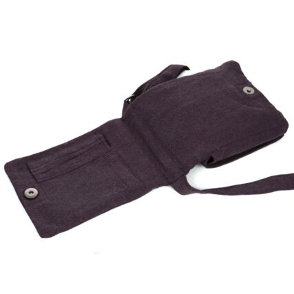Sativa Metro Hemp Bag in Plum Back Open Pocket