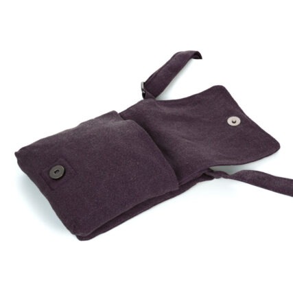 Sativa Metro Hemp Bag In Plum Front Flap Open