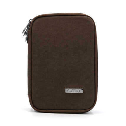 Sativa triple flip hemp pouch aka the percy on white background - Dark brown