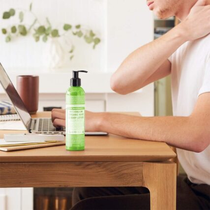 Dr. Bronner's Organic Hand and Body Lotion Patchouli Lime 237ml on work table