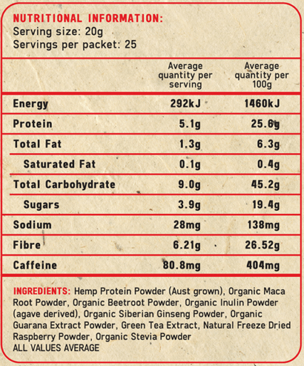 Royal Hemp -  Natural Pre-Workout Raspberry Rush 500g - Image 2