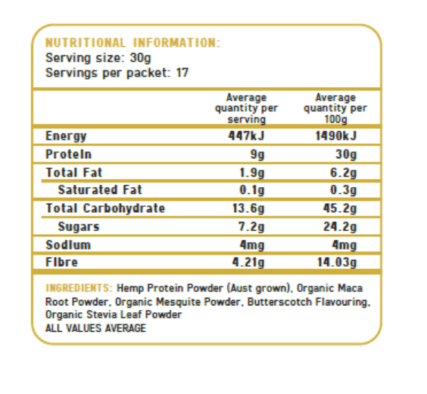 Royal Hemp - Hemp Superblendz Maca Madness Butterscotch Bliss 500g - Image 2