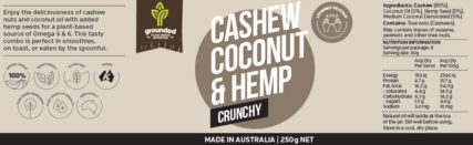 Grounded - Cashew Coconut and Hemp Spread Crunchy 250g