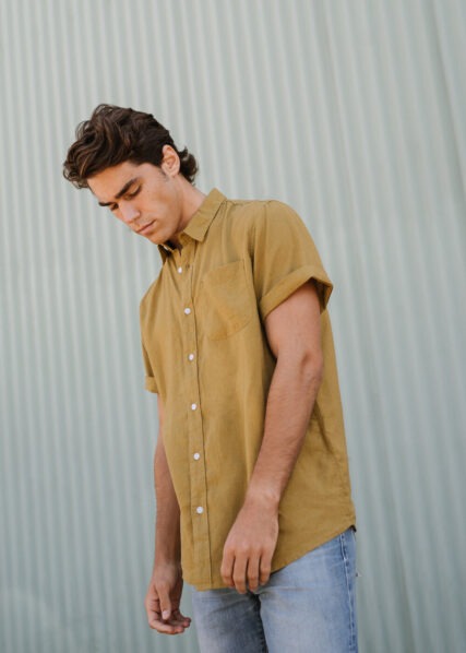 Hemp Clothing Australia Newtown Short-Sleeve Shirt in willow