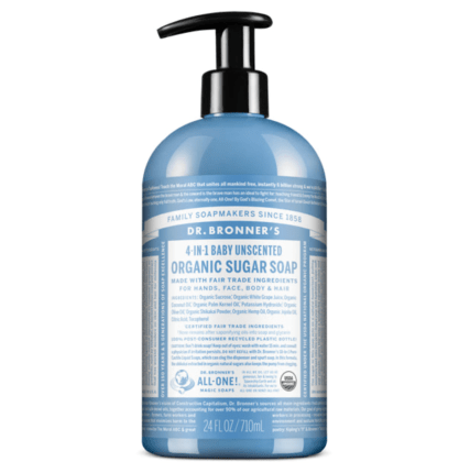 Dr. Bronner's 4-in-1 Organic Sugar Pump Soap Baby Unscented 710ml