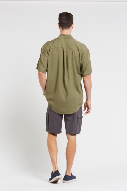 Braintree - Mens Hemp Rayon Short  Sleeve Shirt - Khaki