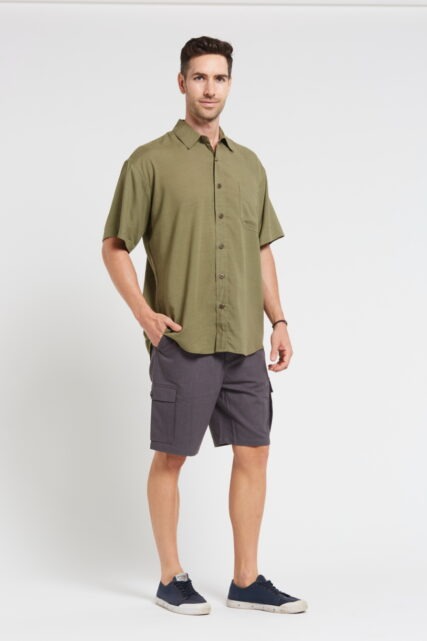 Braintree - Mens Hemp Rayon Short  Sleeve Shirt - Khaki
