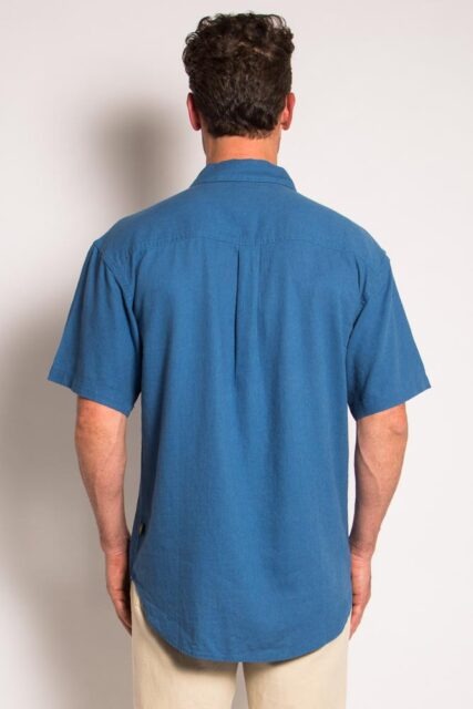 Braintree - Mens Hemp Rayon Short  Sleeve Shirt - Blue - Image 2
