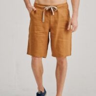 Braintree - Mens 100% Hemp Drawstring Shorts - Mustard