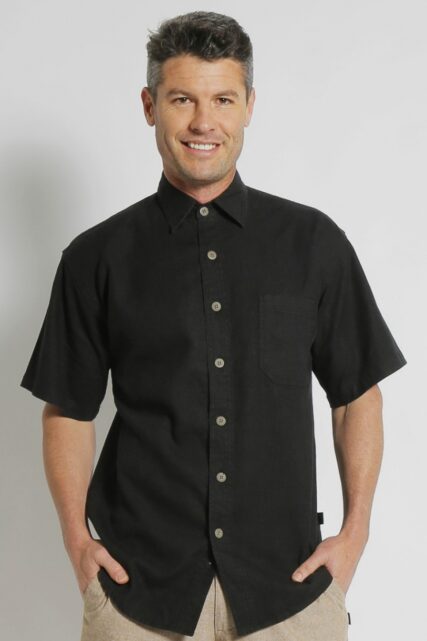 Braintree - Mens Hemp Rayon Short  Sleeve Shirt - Black - Image 2