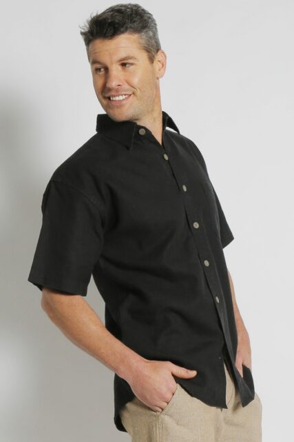 Braintree - Mens Hemp Rayon Short  Sleeve Shirt - Black
