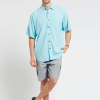 Braintree - Mens Premium Rayon Hemp Short Sleeve Shirt - Aqua