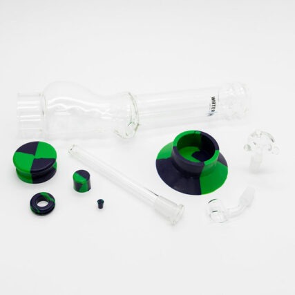 Waterfall - Large Gripper Waterpipe with Cap Plugs & Banger Green & Blue