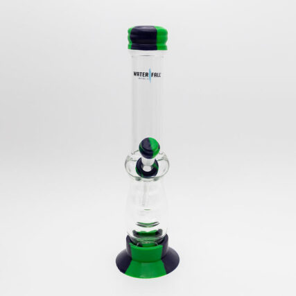 Waterfall - Large Gripper Waterpipe with Cap Plugs & Banger Green & Blue