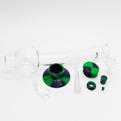 Waterfall - Terminator Waterpipe with Cap Plugs & Banger Green and Blue