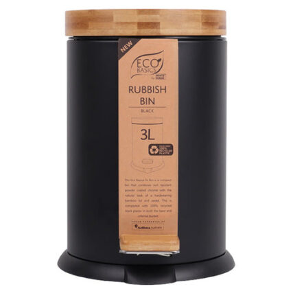 White Magic - Eco Basics Black Bamboo Rubbish Bin 3L