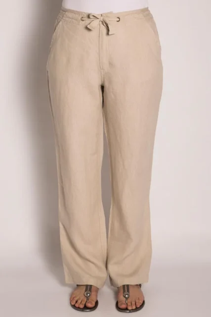 Braintree - Ladies 100% Hemp Drawstring Pants Bone - Image 3