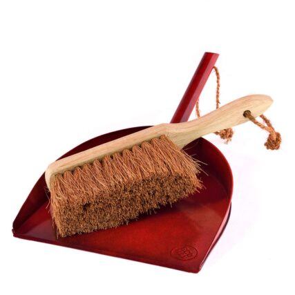 ECOMAX Metal Dustpan Red and Dust Brush