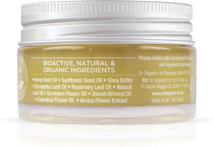 Dr Organic Wonder Balm back of product ith ingredients
