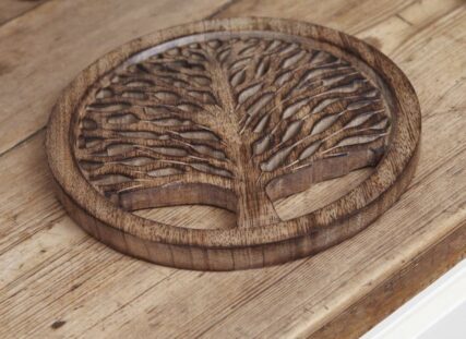 Fair Go Trading - Hand Carved Mango Wood Tree of Life Trivet - Image 2