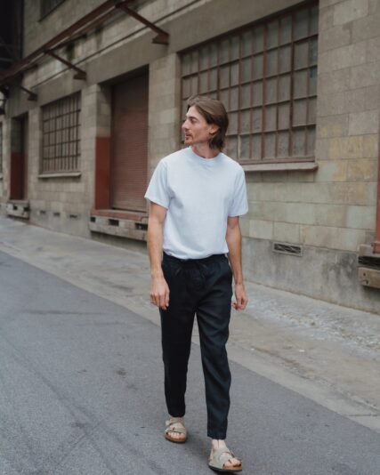 Hemp clothing Australia Heritage pants on male model
