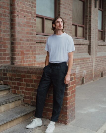 Hemp clothing Australia Heritage pants on male model