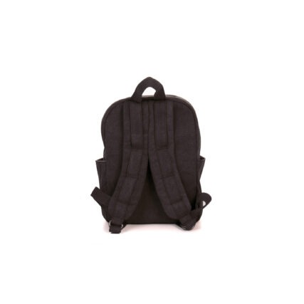 Sativa small hemp backpack Grey on white background. Rear of bag