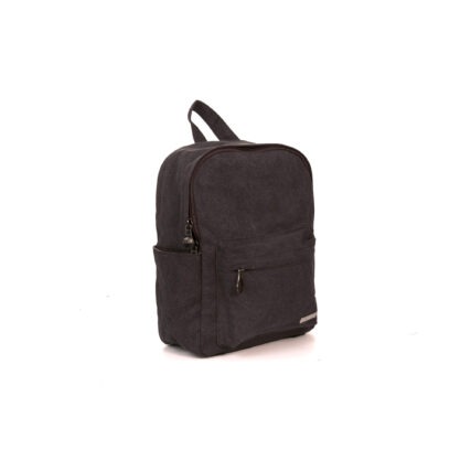 Sativa small hemp backpack Grey on white background. Front Side