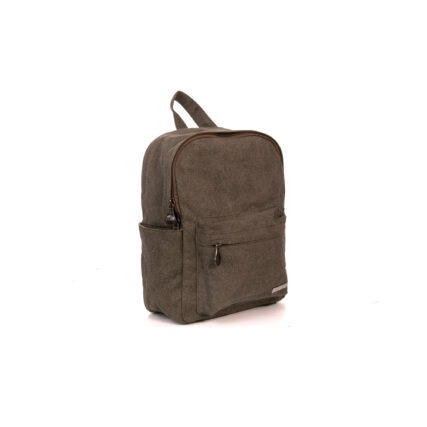 Sativa small hemp backpack Khaki on white background. Side