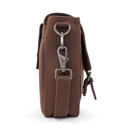 Sativa Eco Gorgeous Jensen Hemp Bag on White Background - Dark Brown Side