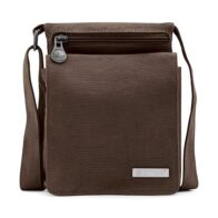 Sativa metro Hemp Travel Shoulder Bag dark brown on white background