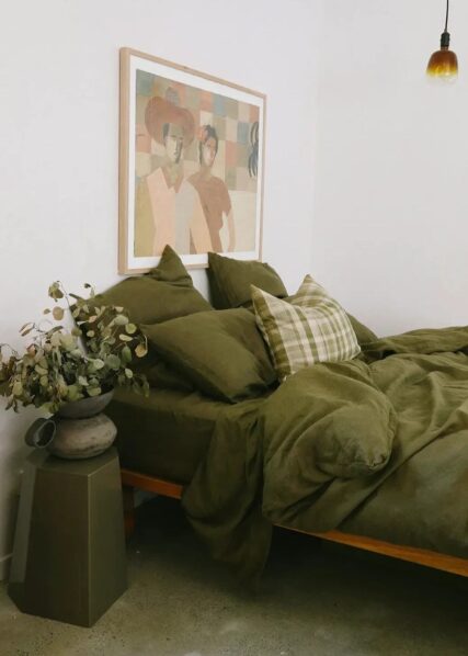 Hemp Clothing Australia - Linen - Double Top Sheet - Olive