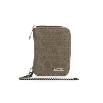 Sativa chain wallet on white background - khaki