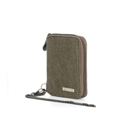 Sativa chain wallet on white background - khaki front side