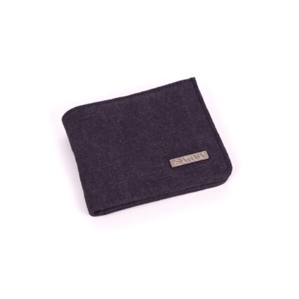 Sativa Slim hemp flat wallet on white background - Plum