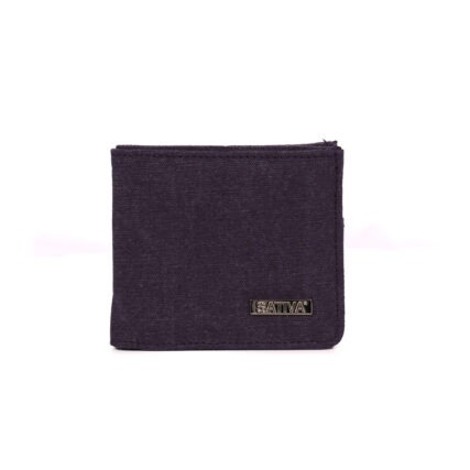 Sativa Slim hemp flat wallet on white background - Plum