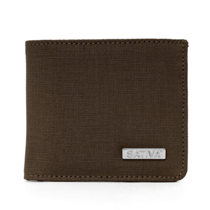 Sativa Slim hemp flat wallet on white background - Dark Brown colour