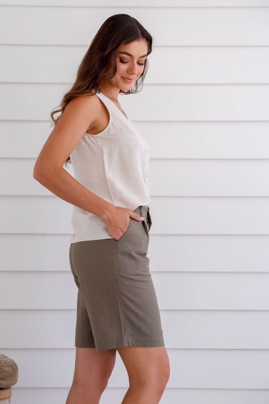 Braintree - Ladies Hemp Rayon Shorts Khaki