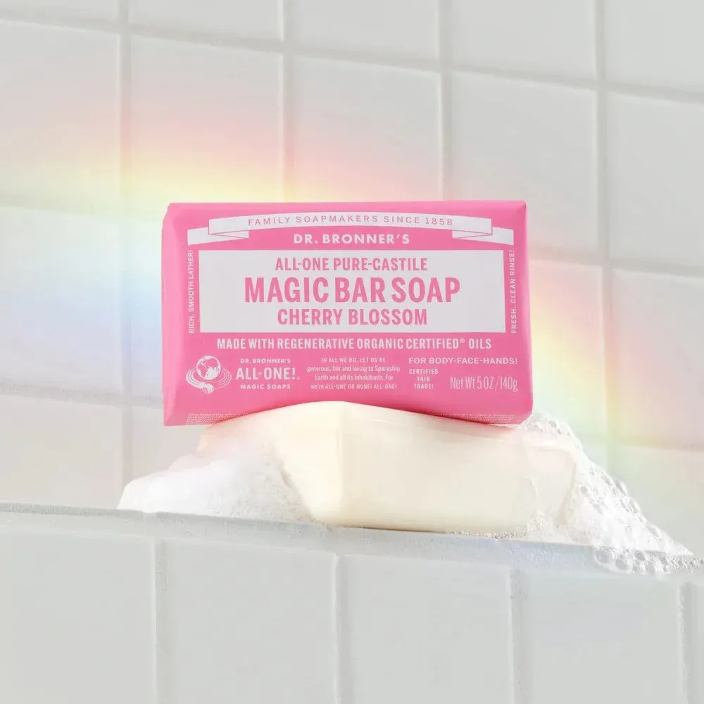 Dr. Bronner's Cherry Blossom Pure Castile Bar Soap - Image 4