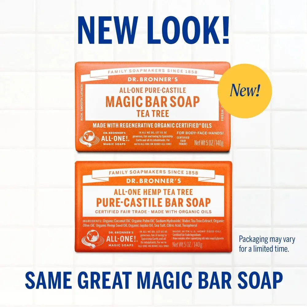 Dr. Bronner's Tea Tree Pure Castile Bar Soap - Image 5