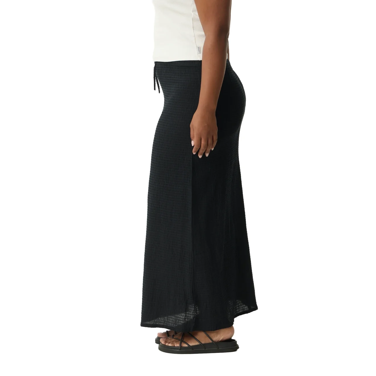 Afends - Focus Seersucker Maxi Skirt Black - Image 4