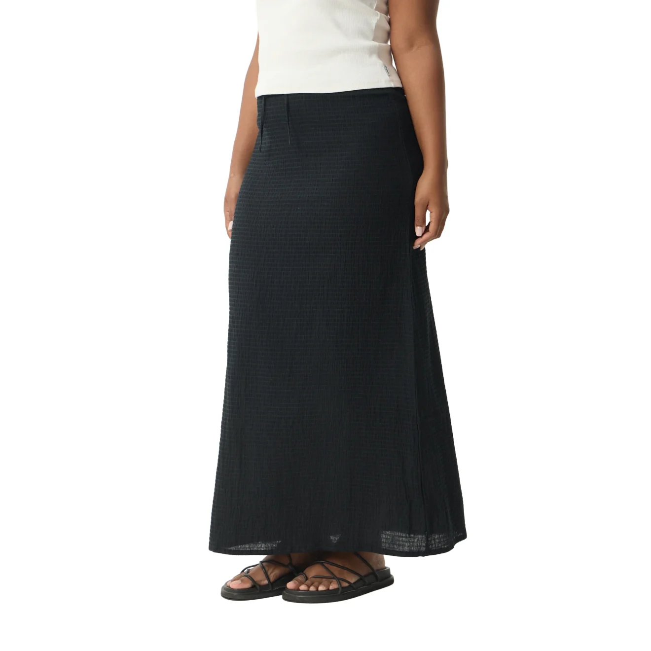 Afends - Focus Seersucker Maxi Skirt Black - Image 3