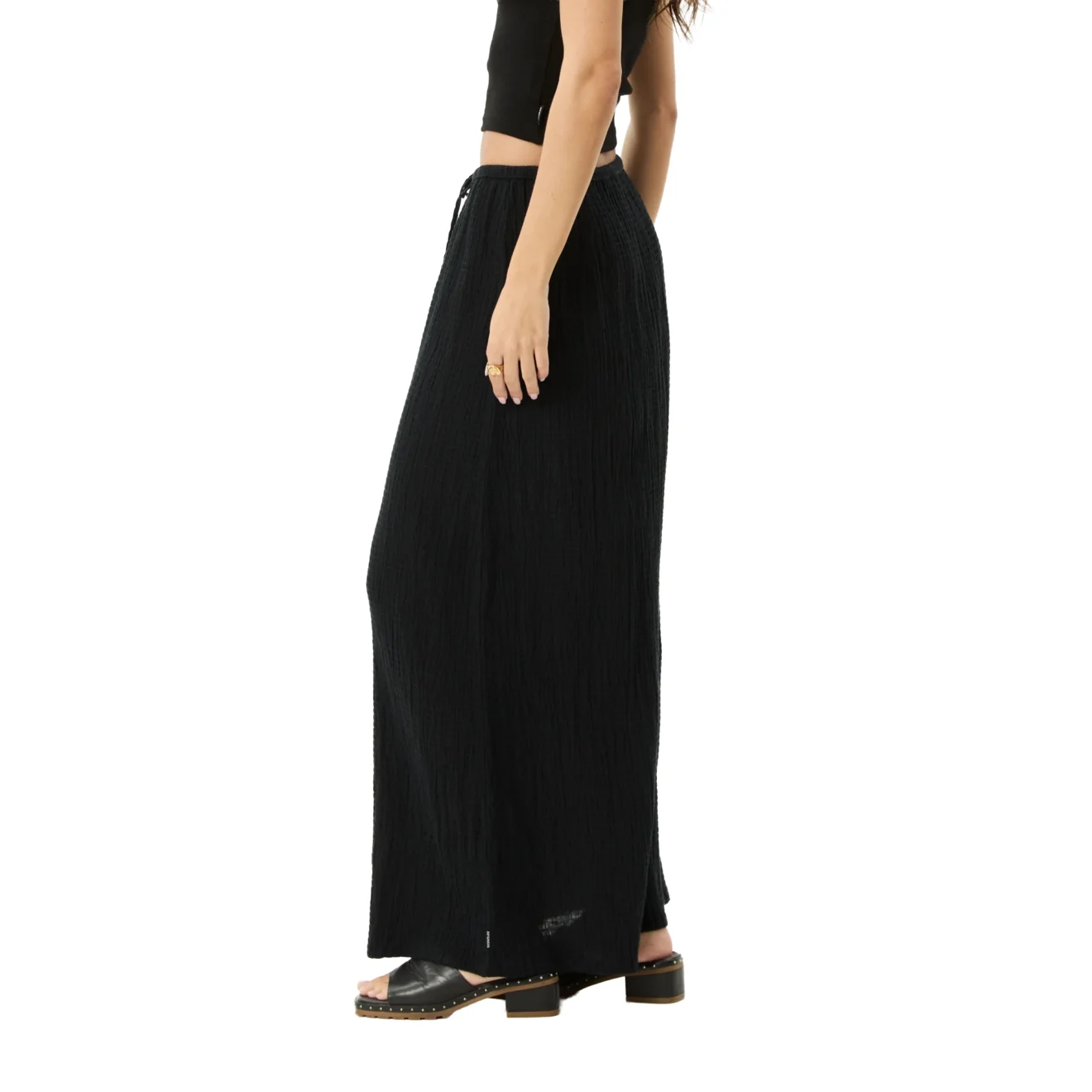 Afends - Focus Seersucker Maxi Skirt Black - Image 9