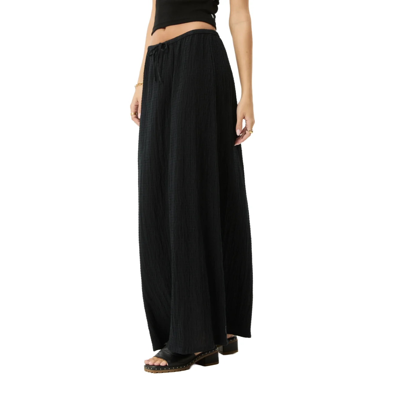 Afends - Focus Seersucker Maxi Skirt Black - Image 8